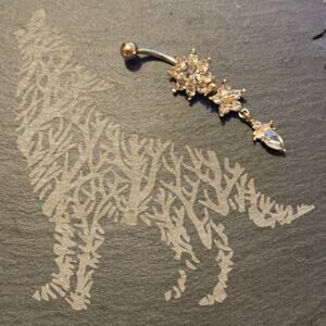 Stainless Steel Starburst Star Belly Ring Gold